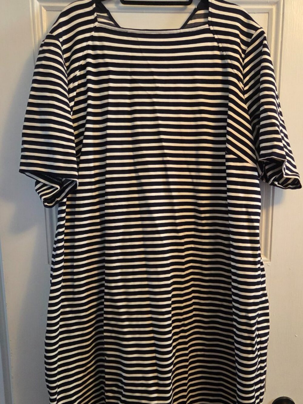 Universal Standard Belle Breton Stripe Jersey Dress - Black/White Stripe